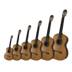 Klassische Gitarren in verschiedenen Größen